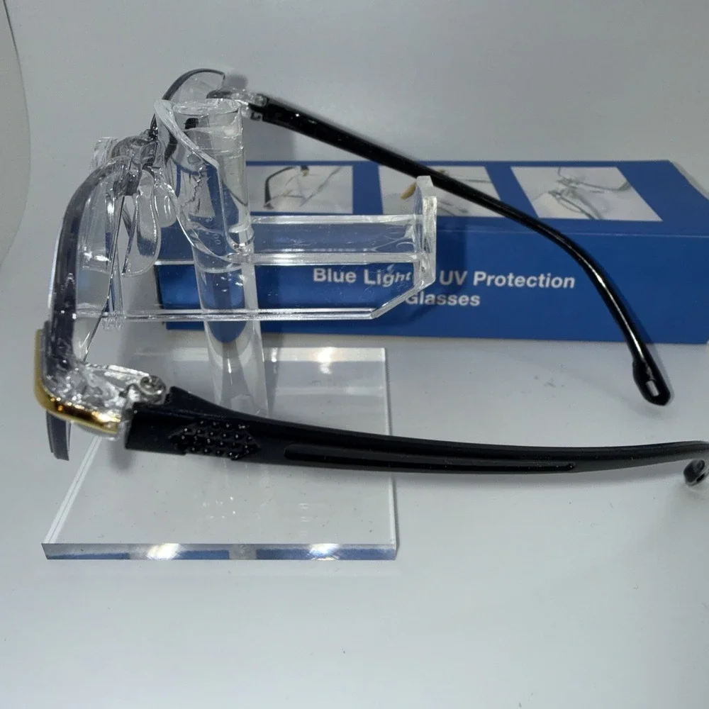Blue Light Filter & UV Protection Glasses- New in Box- Rimless clear /Black